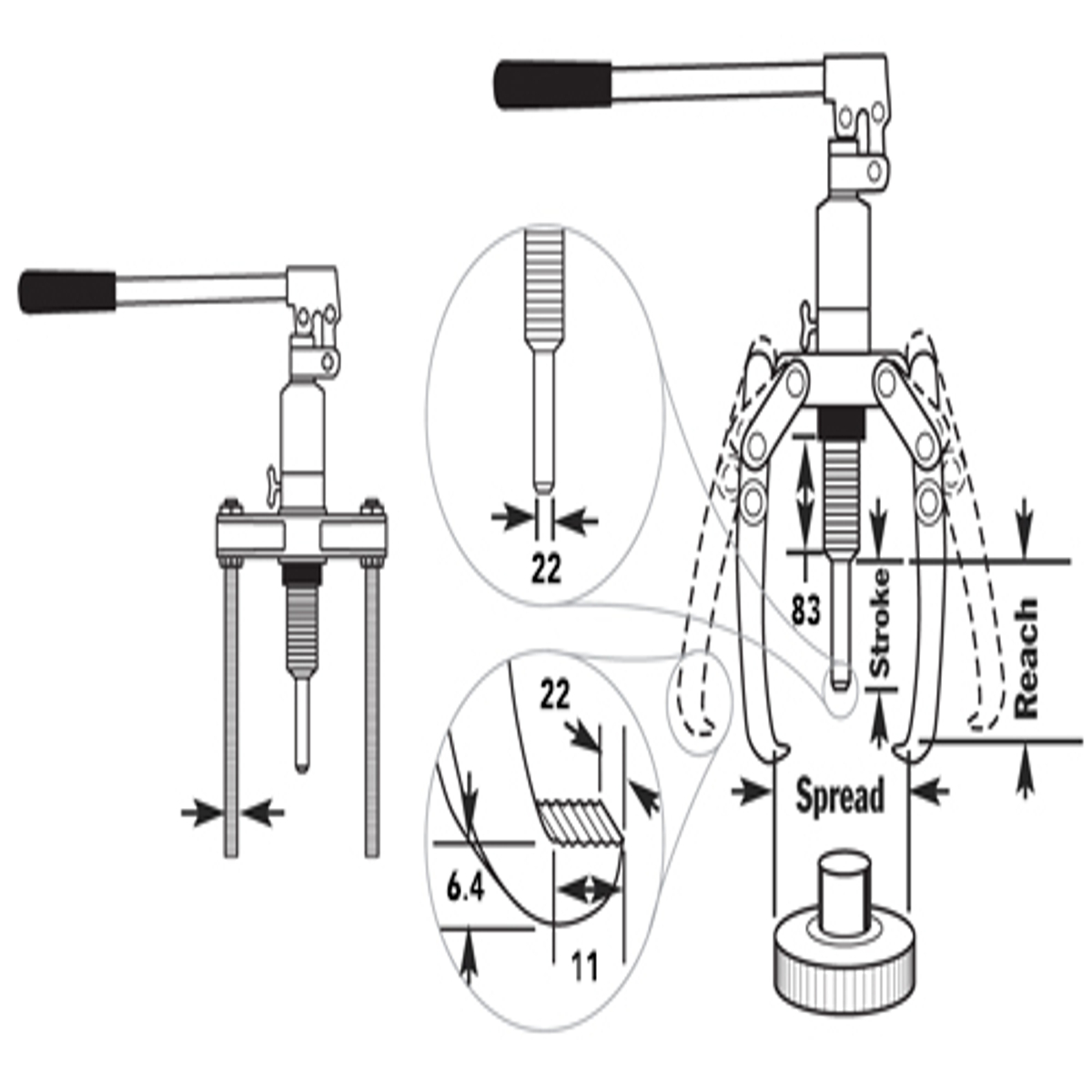 Power Team PH63C Hydr Gear Puller 6 Ton 7-7/8spread